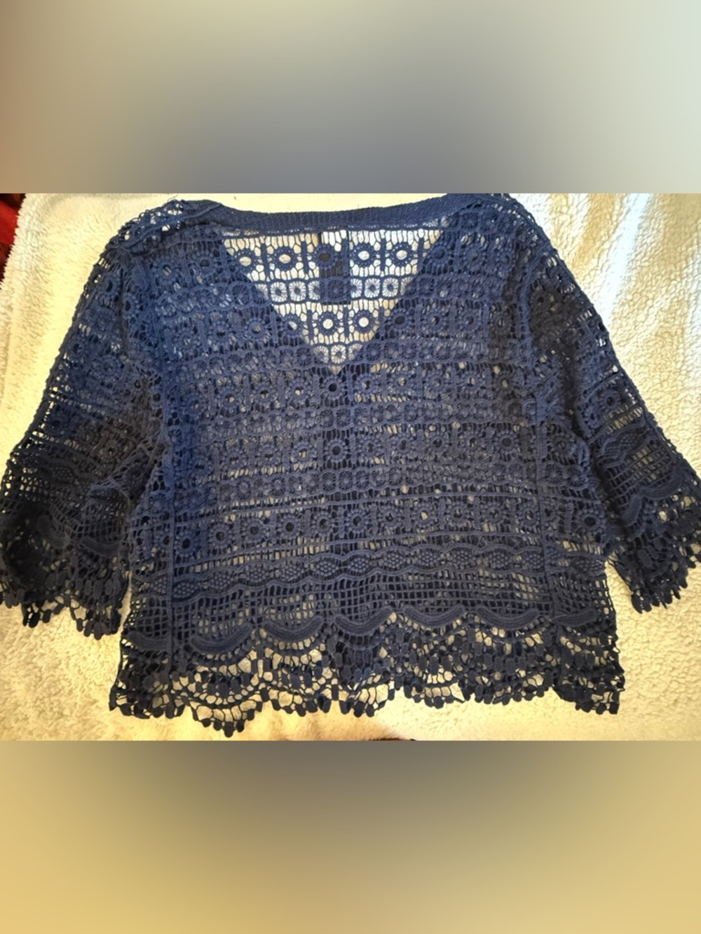 Liverpool LA lace crochet cardigan – boho layering piece / summer beach cover up